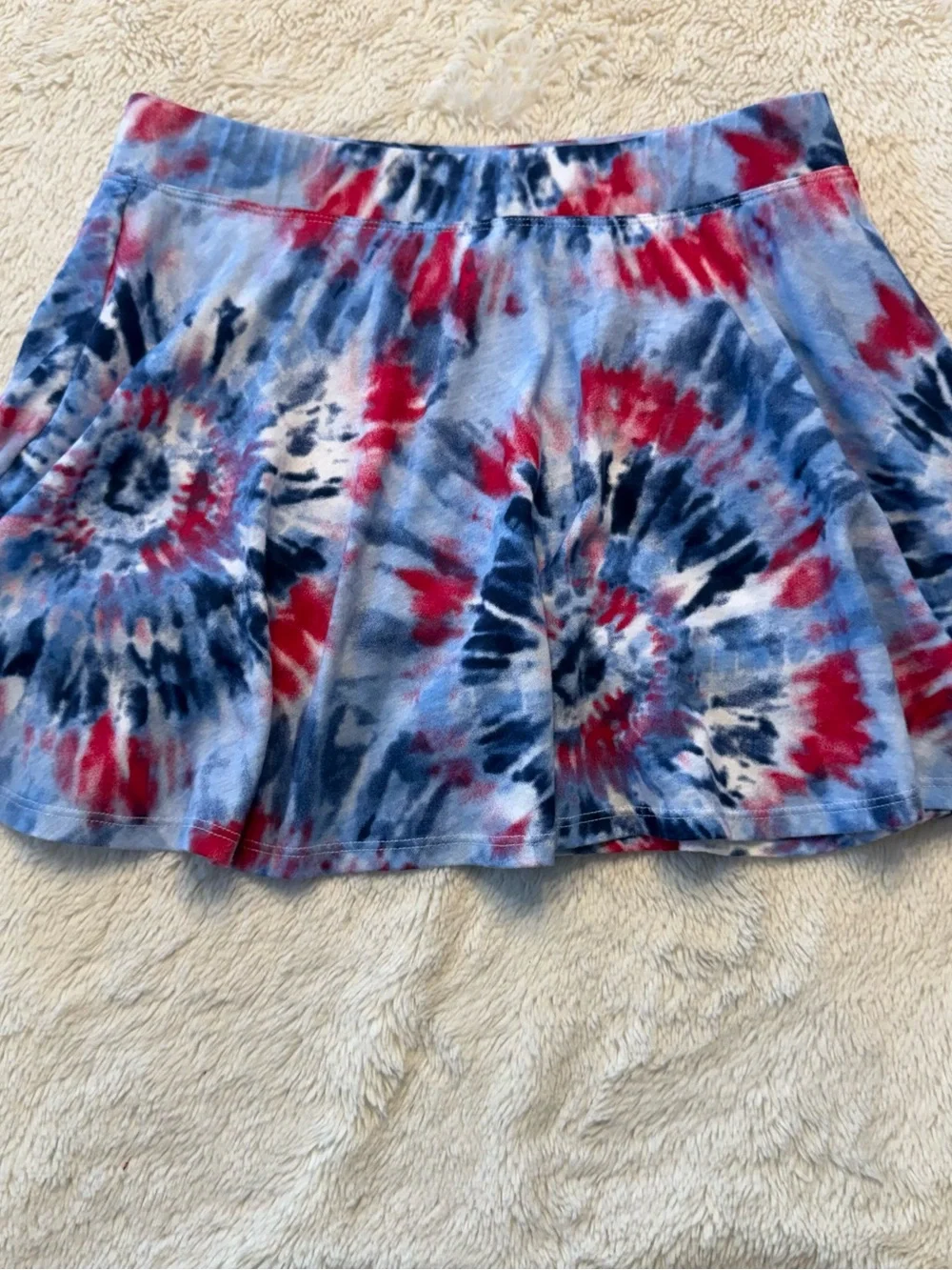 Place Girls Tie-Dye Skirt Set in Red, Blue & White